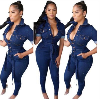 China Breathable Amazon 2022 New Plus Size Casual Sexy Slim Denim Overalls For Ladies for sale