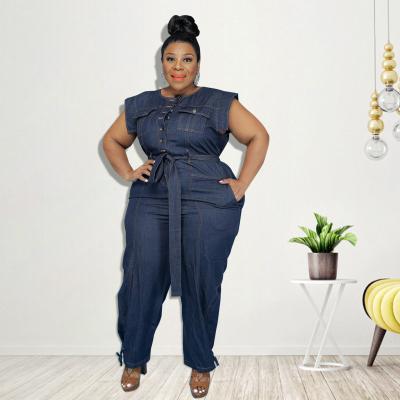 China Amazon Breathable New 2022 Summer Wash Water Plus Size Denim Casual Overalls XL To 5XL for sale