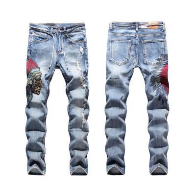 China 2021 Original Design QUICK DRY Custom Embroidery Badge New Indian Stretch Salopette Homme Jean For Men for sale