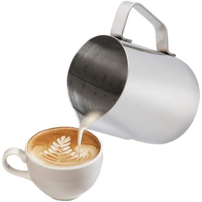 China Sustainable Hot Sale 350ml 600ml Stainless Steel Milk Jug Milk Frothing Pitcher for sale