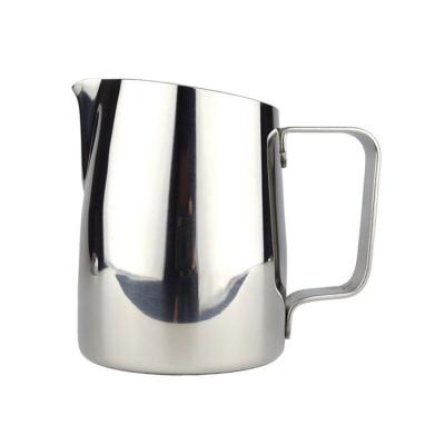 China Viable Beveled Connection Mouth 420ml 600ml Stainless Steel Milk Jug Milk Frothing Pitcher for sale