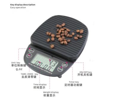 China WITH LID Kitchen Use 2kg Hand Coffee Scale Electronic Waterproof Timing Digital Coffee Scale for sale