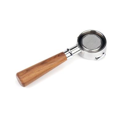 China Viable Black Rosewood 51mm 2 Ear Handle Coffee Bottomless Wooden Portafilter for sale