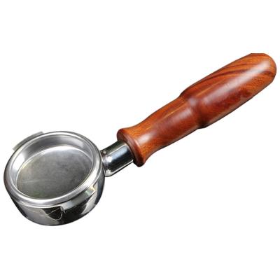 China HOT SALE 51mm 304 stainless steel WOODEN portafilter bottomless 2 ears stainless steel HANDLE coffee tool cafe for sale