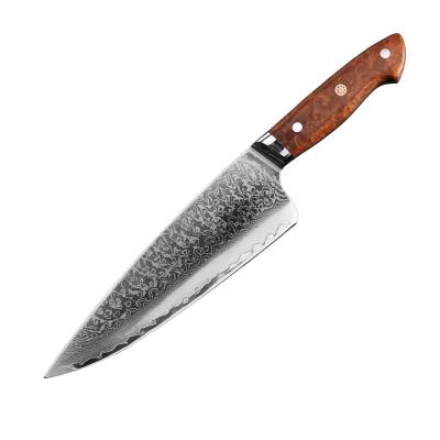 China 8inch Stocked Viable Stabilized Malley Damascus Knife Red Steel Head for sale