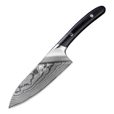 China Viable 6Inch 67Layer VG10 Damascus Chef's Knife With Black Group Of Ten Steel Handle for sale