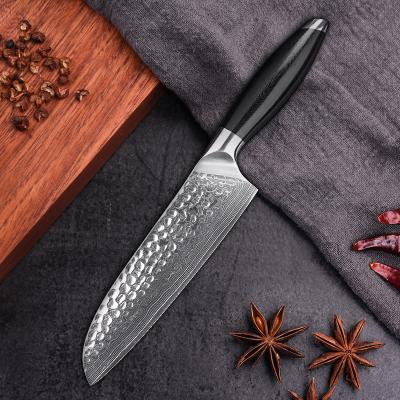 China Viable Stocked 6 Inch 67 Layers Japanese Damascus Steel Santoku Knife for sale