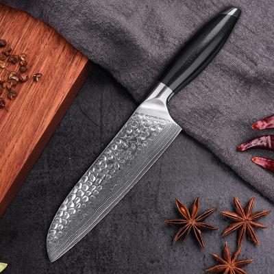 China Durable Professional 7 Inch Japanese 67 Layers Damascus Steel Kitchen Santoku Knife for sale