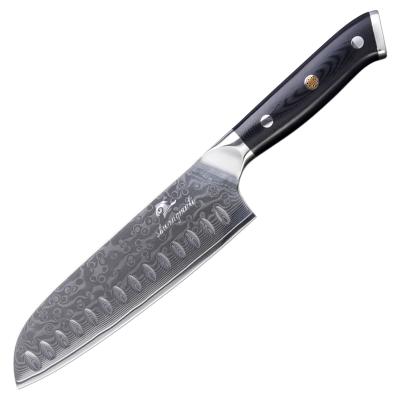 China Durable 67Layer 10Cr15CoMov Core Damascus Steel Santoku Knife for sale