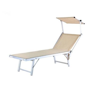 China Lightweight Outdoor Beach Aluminum Lightweight Folding Beach Bed With Sun Sail Shade Canopy for sale