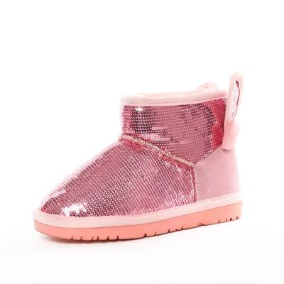 China Fashion trend winter kids sequined little girl snow boots children kids ankle boots girls fabric warm fashion plush snow boots for sale