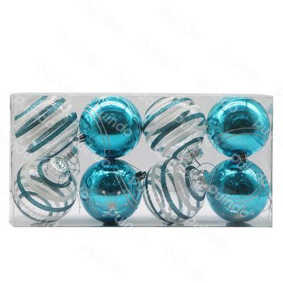 China Christmas Decorations Customized 8cm Plastic Christmas Ball Gift Box 8 Pcs Clear And Unbreakable Blue Christmas Ball Christmas Tree Decorations for sale