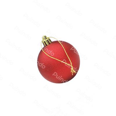 China Puindo Christmas Decorations 8cm Customized Red Christmas Decor Ball A16 Plastic Christmas Ornament Hanging Bauble Ball for sale