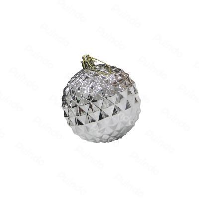 China Puindo 8cm Customized Christmas Decorations Puindo Christmas Ornaments A26 Christmas Ball Plastic Silver Hanging Ornament Bauble for sale