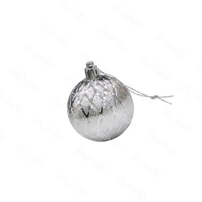 China Puindo Customized 8cm Christmas Ornaments A30 Bauble Christmas Ornament Shatterproof Silver Hanging Hanging Bauble for sale