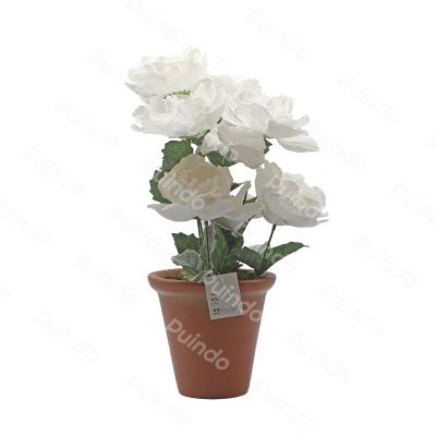 China Home Decoration Puindo Customized 10-30CM Holiday Decoration White Potted Artificial Flower J9 Plant Series For Indoor Office Home Decoration for sale