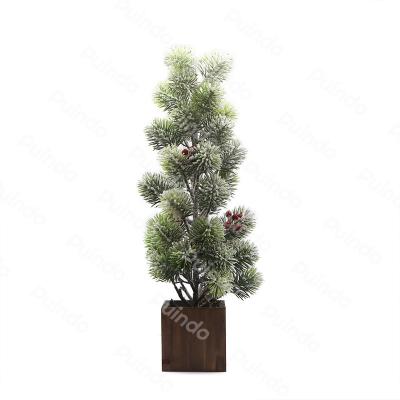 China Home Decoration Puindo 10-30CM Customized Plant Green Artificial Bonsai J10 Mini Christmas Tree With Pot For Christmas Indoor Office Decoration for sale