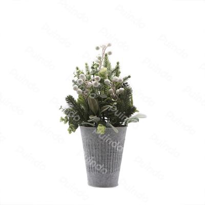 China Home Decoration Puindo Customized 10-30CM Holiday Decoration Home Green Potted Artificial Plant J11 Bonsai For Christmas Decoration for sale