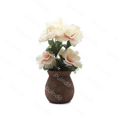 China Home Decoration Puindo Customized 10-30CM Holiday Decoration Artificial Rose Plant Potted Flower J13 For Indoor Office Home Decor for sale