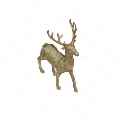 China Puindo 10cm Customized Christmas Reindeer Decoration Home Gift Christmas Gold Plastic Ornament Figurine Christmas Decorations for sale