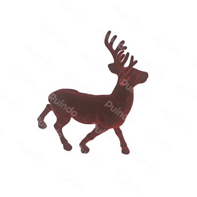 China Puindo Christmas Decorations 10cm Customized Dark Red Christmas Decor Home Decoration Flocking Reindeer Figurine Holiday Xmas Ornament for sale