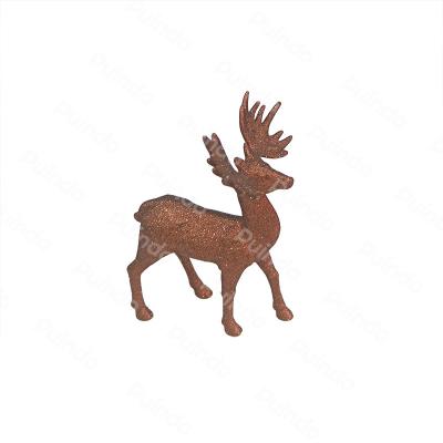 China Puindo Christmas Decorations 10cm Customized Christmas Ornament Reindeer Figurine Home Decoration Dark Brown Christmas Plastic Holiday Gift for sale