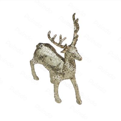 China Puindo Christmas Decorations 10cm Customized Shiny Silver Plastic Christmas Reindeer Figurine Christmas Home Holiday Decoration for sale