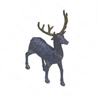 China Puindo Christmas Decorations 10cm Customized Christmas Ornament Dark Blue Reindeer Plastic Figurine For Christmas Decoration Xmas Gift for sale