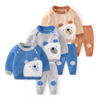 China Wholesale Breathable Cartoon Bear Animal Embroidered Newborn Baby Boys And Girls Cute Clothes for sale