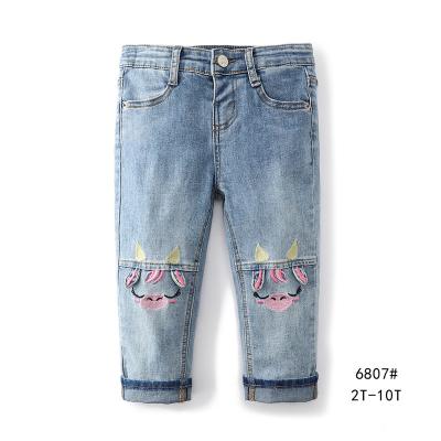 China Autumn Casual Cotton Kids Girls Toddlers Denim Pants Fashion Cartoon Babies Jeans Cute Insist Breathable Cute Shop Animal Jeans for sale