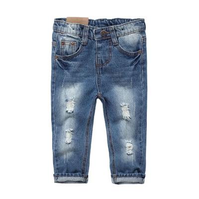 China Viable Kids Boys Ripped Hole Jeans Denim Pants Casual Pants Cotton Oem Size Quality Custom Technics Style Fly Cloth Zipper for sale