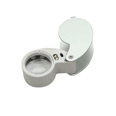 China Metal Shell China Making MG21011 2 LED Folding Jewelry Loupe Cheap Diamond Magnifying Glass for sale