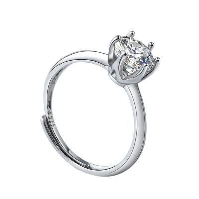 China Vintage 1 Carat Fashion Wedding Ring Eye Adjustable Silver Ring for sale