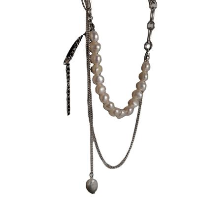 China FASHIONABLE Lightweight Luxury Heavy Industry Pearl Silver 925 Stainless Steel Necklace for sale