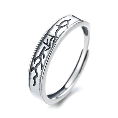 China Sea Fish Romantic Totem Mountain Silver Punk For Men Jewelry Ring 925 for sale