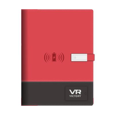 China VTR PU leather agenda hardcover book powerbank usb printed leather notebook with custom logo for promotion gift for sale