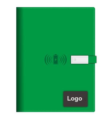 China Hardcover Customized A5 Dairy Organizer Wireless Power Bank Notebook Luxury Charging Chargeable Notebook With Hidden Usb for sale