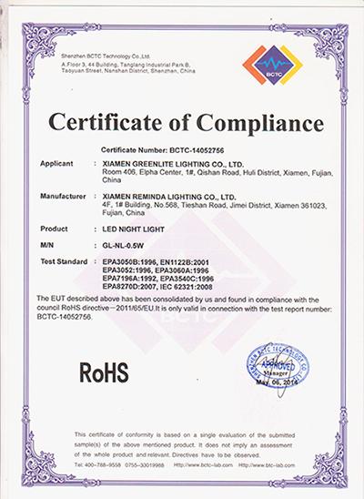 RoHS - Xiamen Greenlite Lighting Co., Ltd.