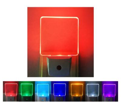 China Modern RGB Color Changing Led Wall Socket Night Light With Dusk To Dawn Auto Sensor for sale