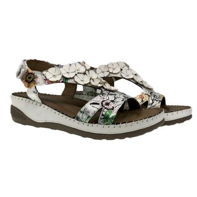 China Fashion Trend Women's Sandals Wedge Casual Walking Sandals For Women Vintage White Platform Floral Chunky Sandals Shoe for sale