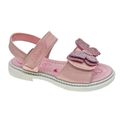 China Summer Child Anti-Slippery Rhinestone Butterfly Girls Princess Casual Flats Open Toe For Outdoor School Shoes Girls Sandals for sale