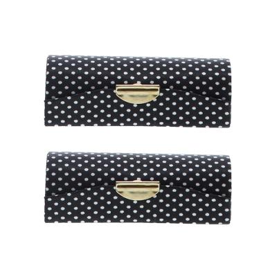 China Lipstick Case Black Polka Dot With Mirror Purse Holder Set Of Normal Size 2 for sale