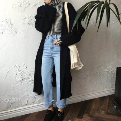 China Reversible cardigan women long knitted sweater coat female vintage cardigans 2021 Korean fashion oversized solid casual loose sweater for sale