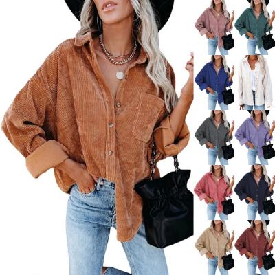 China 2021 viable new autumn and winter velvet shirt women's loose casual solid color lapel jacket for sale