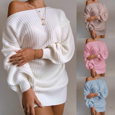 China Wholesale Viable Casual Mini Dress Women Slim Fit Knitted Sweaters Dress Knitwear Women Long Sleeve Dresses Loose Tank Top for sale