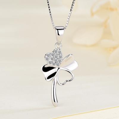 China Fashion Diamond Charm Women Necklace S925 Silver Foil Jewelry Four Pendant Necklace for sale