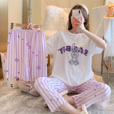 China QUICK DRY Pajamas Women's New Style Women's Set Summer Shorts Sheathed Pants Cute Loose Three Piece Home Wear Big for sale