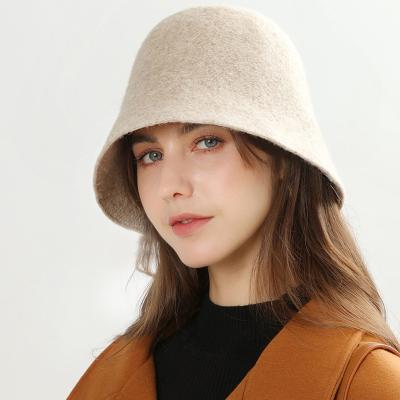 China Other Warm Genya Women Woolen Winter Bucket Hats Vintage Fisherman Hat Cloche Hat Solid For Women Girls for sale