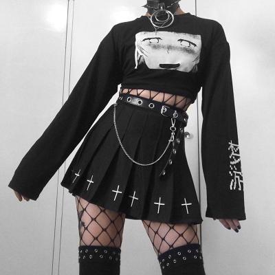 China Streetwear Style Punk Pants Edges Belt Fashion Gothic Accessories Streetwear PU Dark Wild Leather Belt With Metal Chain for sale