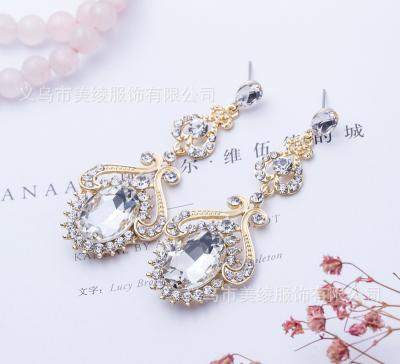 China Religious hot female personality retro diamond stud earrings long sale spot drop earrings for sale